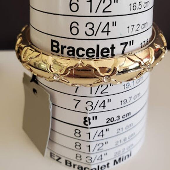 Sequin‎ by Nordstrom Gold Tone Hinged Bangle with Crystal Accents NWT - Picture 4 of 7